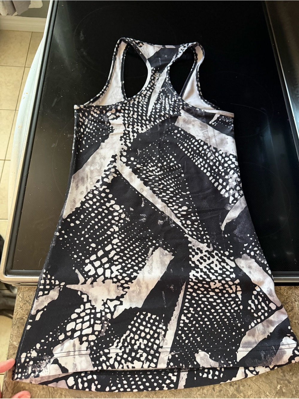 Lululemon Black & White Abstract Racerback Tank
